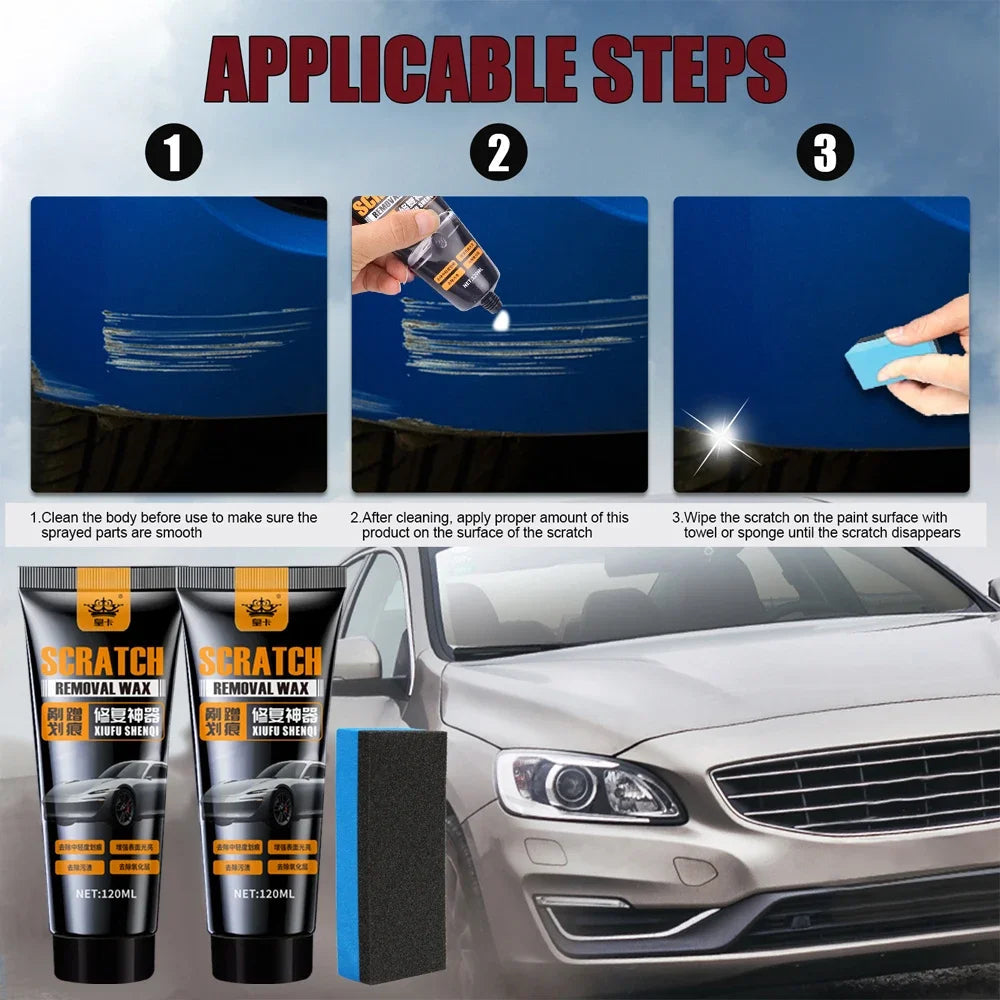 Clearvex™ Car Scratch Remover Wax Kit 120ml – Paint Repair & Shine Restorer